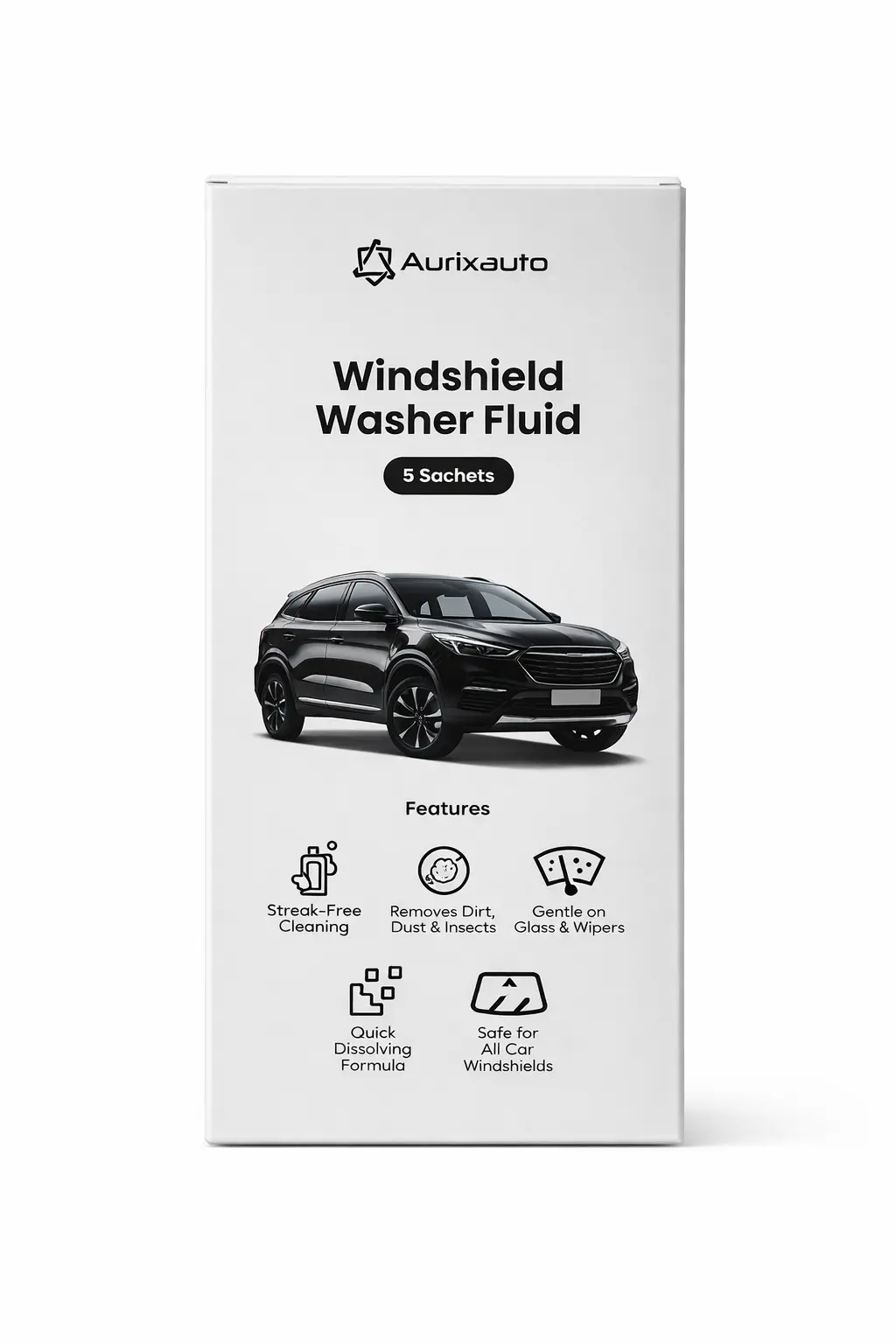 Windshield & Car Glass Cleaner Fluid | Box of 5 Pouches