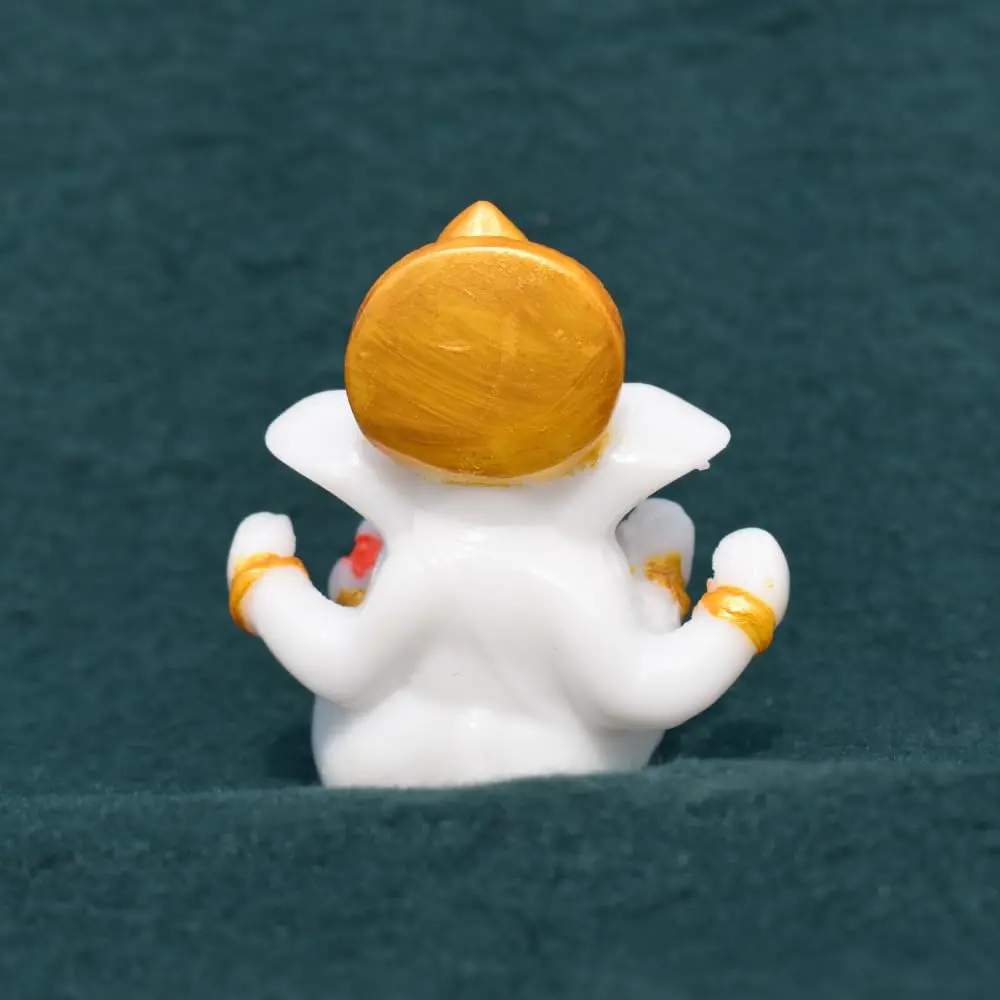 White Ganesh Car Dashboard Idol