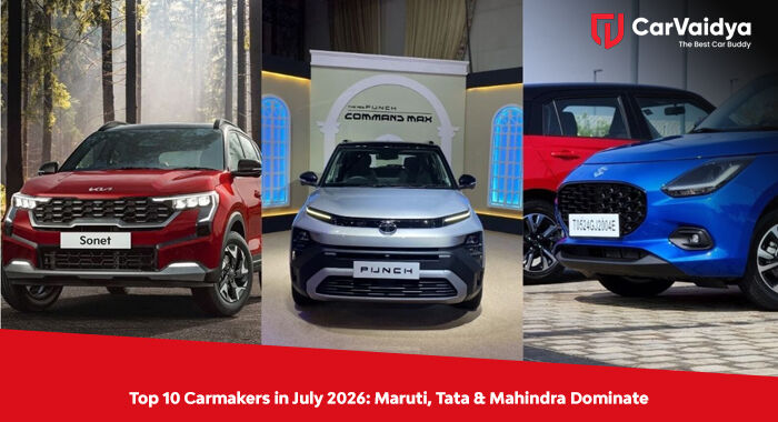 Top 10 Carmakers in July 2026: Maruti, Tata & Mahindra Dominate