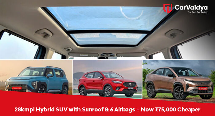28kmpl Hybrid SUV with Sunroof & 6 Airbags – Now ₹75,000 Cheaper