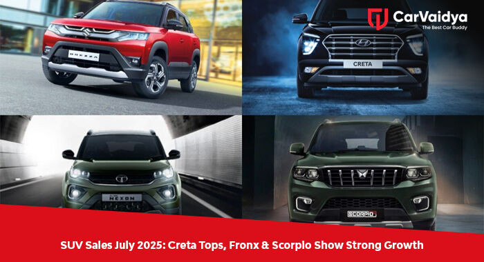 SUV Sales July 2025: Creta Tops, Fronx & Scorpio Show Strong Growth