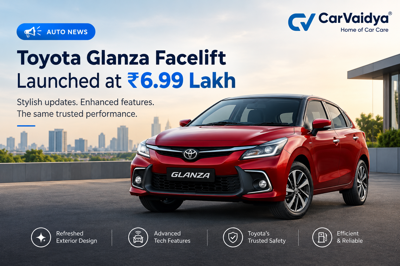 Toyota Glanza Facelift Launched at ₹6.99 Lakh