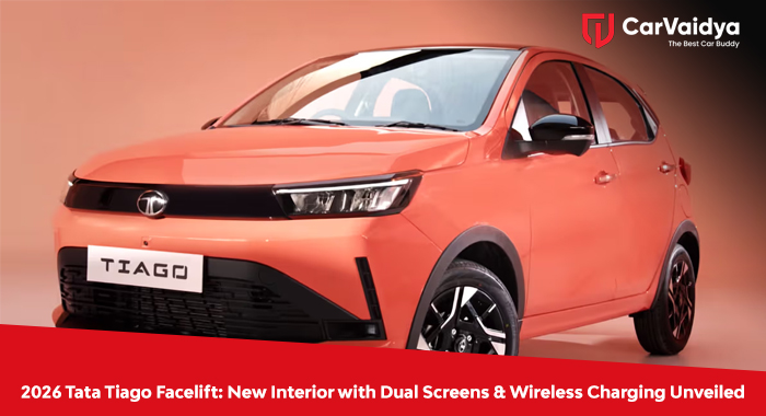 2026 Tata Tiago Facelift: New Interior with Dual Screens & Wireless Charging Unveiled